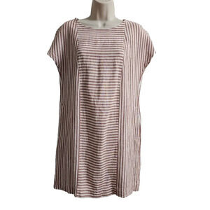 MADEWELL Stripe-Play Button-back Tee Dress Red White Size XXS